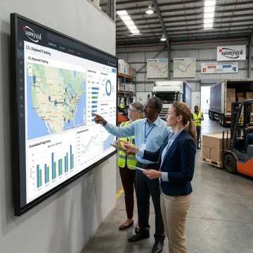 Logistics team using freight consolidation software