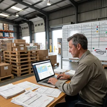 Freight manager reviewing LTL consolidation data