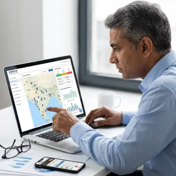 Logistics manager viewing fleet tracking dashboard