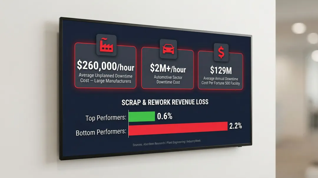 Manufacturing measurement error financial impact scrap rework and downtime cost statistics