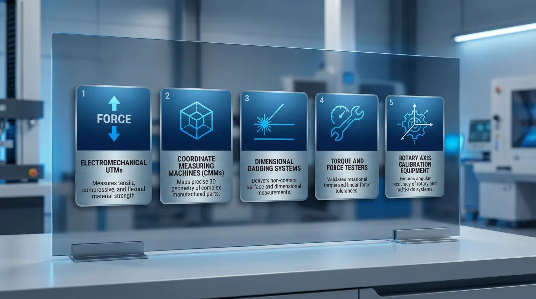 Five precision testing machine categories used in manufacturing quality control