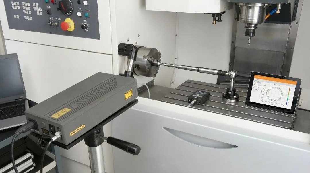 Renishaw ballbar system performing milling machine calibration diagnostic accuracy test