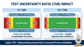 Test uncertainty ratio 4-to-1 versus 10-to-1 accuracy comparison for calibration confidence