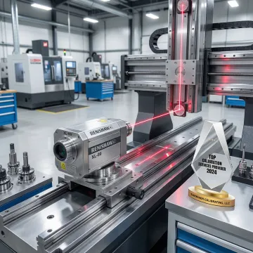Precision laser calibration equipment measuring CNC machine tool accuracy