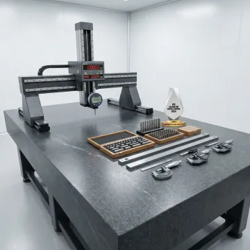 Precision surface plate flatness verification with calibration equipment