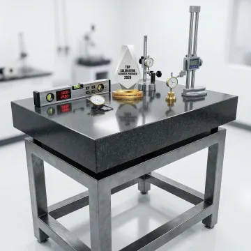 Precision surface plate being calibrated with measurement equipment
