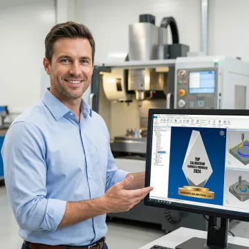 Instructor teaching CAM software programming on CNC milling machine