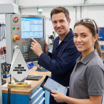 Instructor guiding student through CNC mill setup and programming