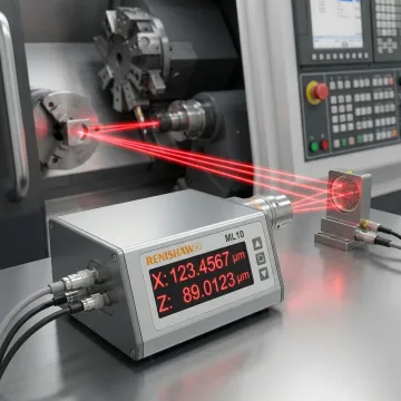 Precision laser measurement equipment calibrating CNC machine axis