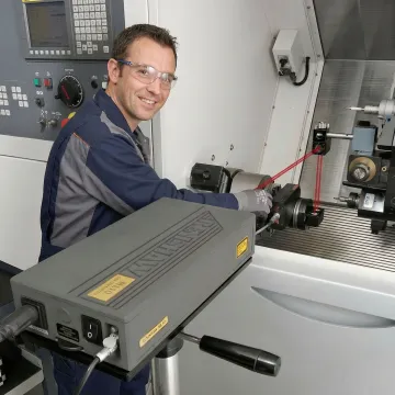 Precision laser interferometer measuring CNC machine accuracy