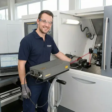 Precision laser measurement equipment testing CNC machine accuracy