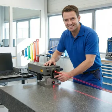 Precision surface plate calibration equipment measuring flatness on industrial granite inspection table