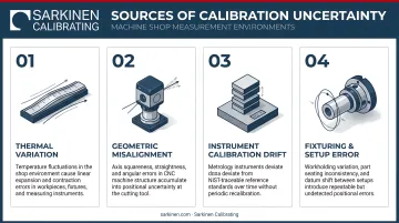Four sources of calibration uncertainty in machine shop measurement environments