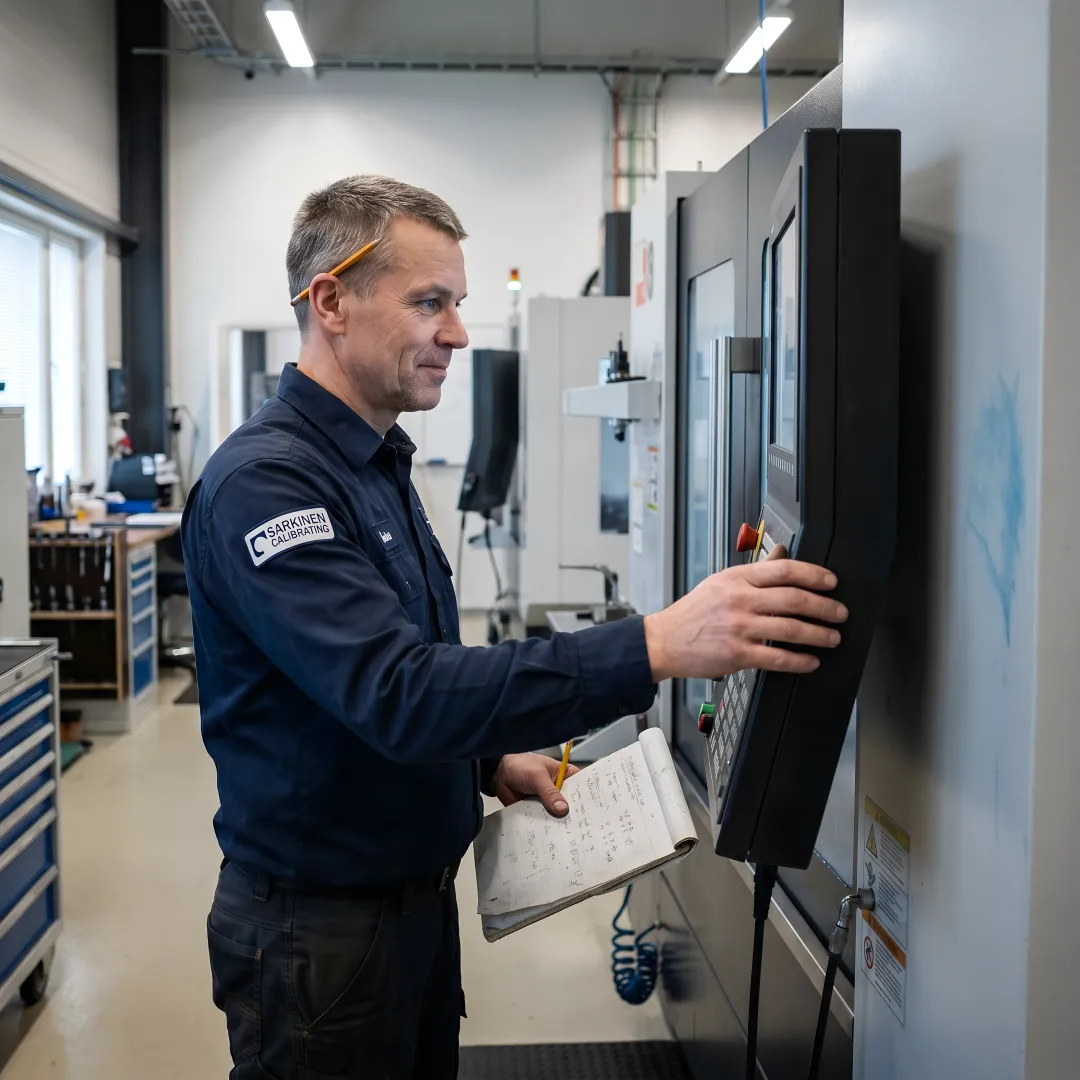 Manufacturing professional receiving hands-on CAM software training on CNC milling machine
