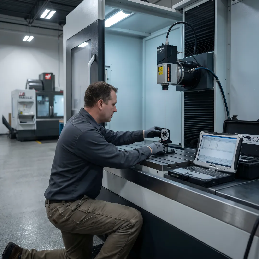 Precision laser interferometer measuring CNC machine axis accuracy