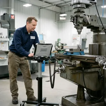 Precision laser measurement system verifying CNC machine axis accuracy