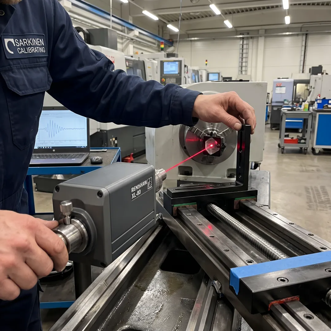 Precision measurement equipment calibrating CNC Swiss lathe axes