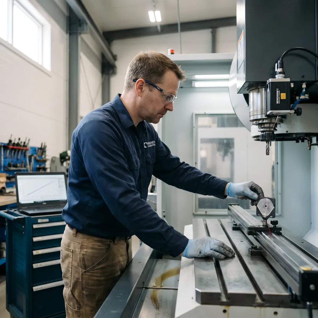 Precision laser interferometer testing CNC machine linear axis accuracy