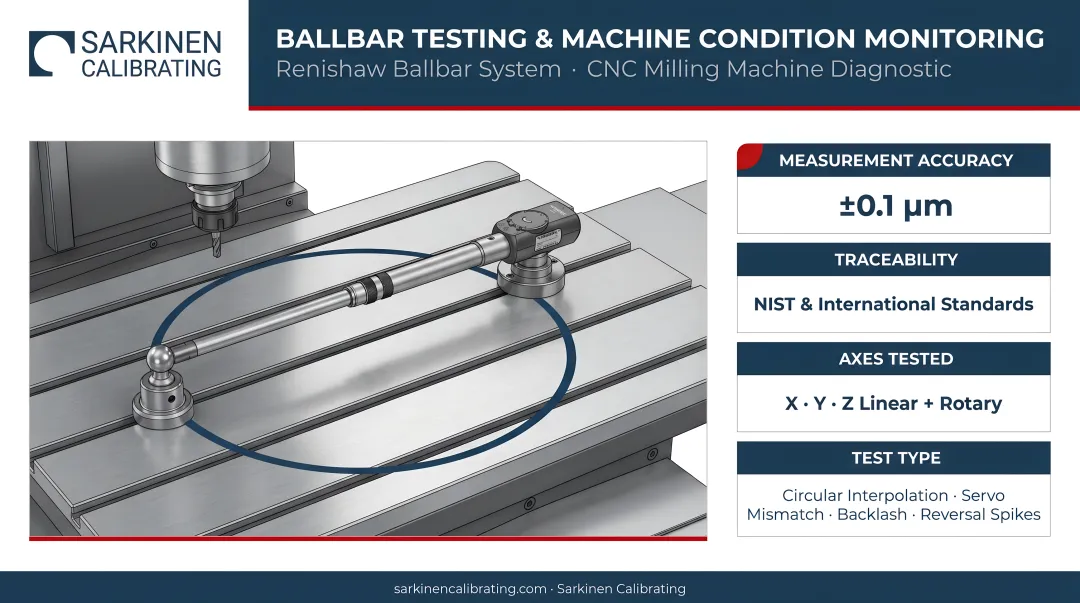 Renishaw ballbar system performing milling machine calibration diagnostic accuracy test