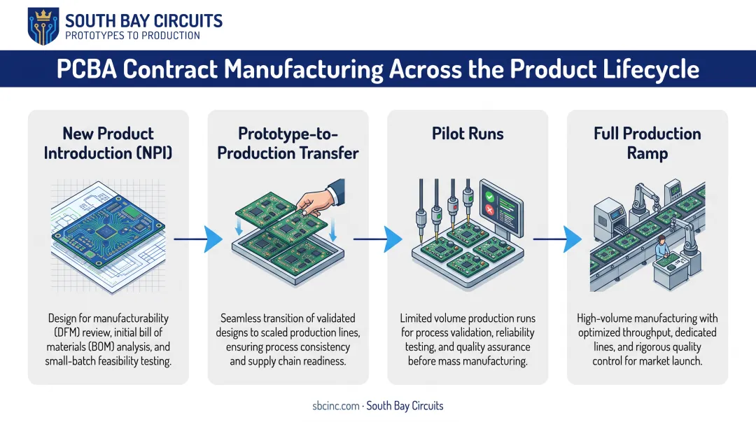 PCBA outsourcing lifecycle stages from prototype to full production