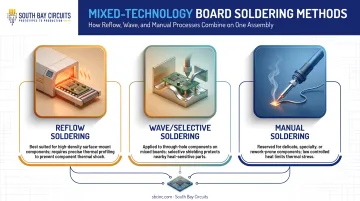 Three soldering methods used for mixed-technology PCB assembly boards