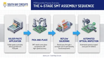 4-step SMT assembly process from solder paste to inspection