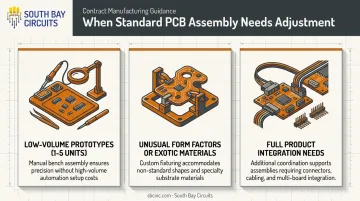 Three scenarios requiring adjustment to the standard PCB assembly process