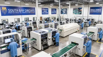 SBC Chandler Arizona facility floor with PCB fabrication and assembly equipment