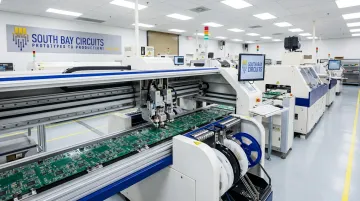 SMT production line placing fine-pitch BGA components on circuit board