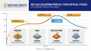 4-stage reflow soldering profile from preheat to cooling