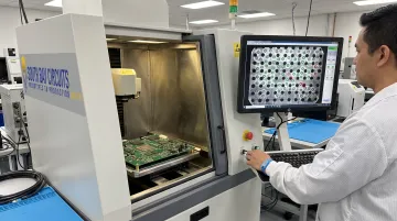 X-ray inspection system verifying hidden BGA solder joints on PCB