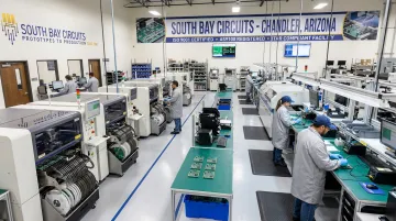 South Bay Circuits PCB assembly facility floor with certified production equipment