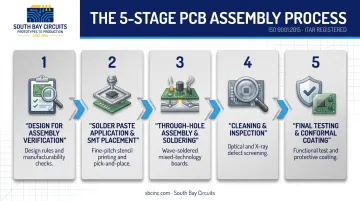 5-step PCB assembly and soldering process flow from design to coating
