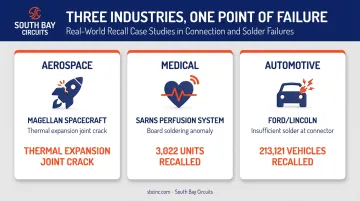 Aerospace medical and automotive solder joint failure case studies comparison