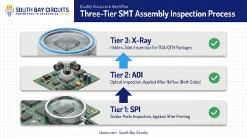 SPI AOI and X-ray inspection stack for double-sided PCB quality control