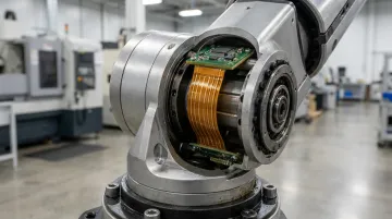 Industrial robotic arm joint using flexible printed circuit for dynamic motion