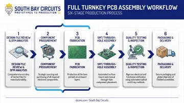 6-step full turnkey PCB assembly process from design review to delivery