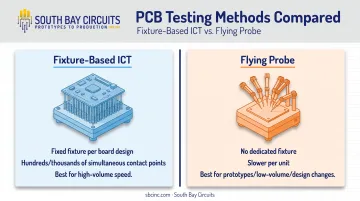 Fixture-based ICT versus flying probe testing method comparison
