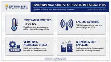 Industrial PCB environmental stress factors including temperature EMI and vibration
