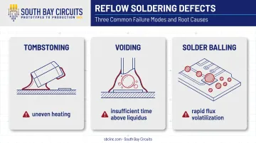 Common reflow solder defects tombstoning voiding and solder balling causes