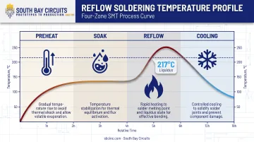 Four-zone reflow soldering thermal profile temperature curve diagram