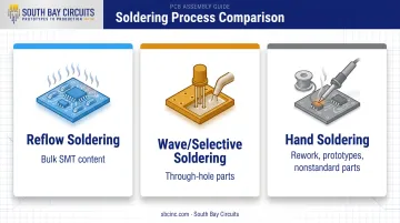 Three soldering categories reflow wave and hand soldering comparison