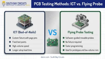 ICT bed-of-nails fixture versus flying probe testing method comparison