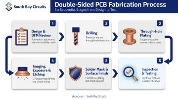6-step double-sided PCB manufacturing process from design to inspection