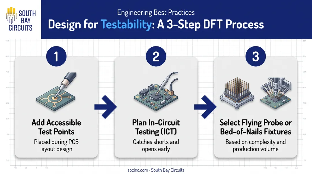 3-step design-for-test process flow for medical PCB reliability