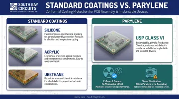Conformal coating types comparison for medical PCB protection and biocompatibility