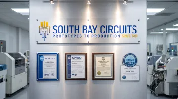 South Bay Circuits facility certification badges ISO 9001 AS9100 ITAR