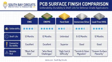 Military PCB surface finish comparison ENIG ENEPIG immersion silver HASL