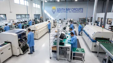 Integrated SMT and through-hole assembly lines inside one manufacturing facility