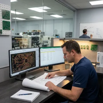 Engineer reviewing PCB quote files